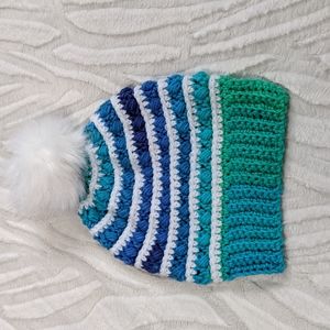 Electric Blue and White Women's Beanie